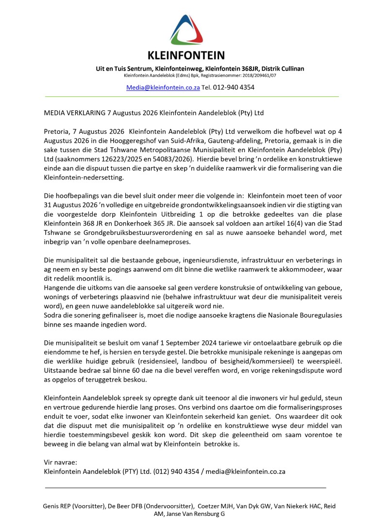 Kleinfontein Media verklaring 7 Augustus 2026 page 0001 2 Medium